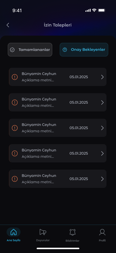 İzin Yönetimi Özellikleri